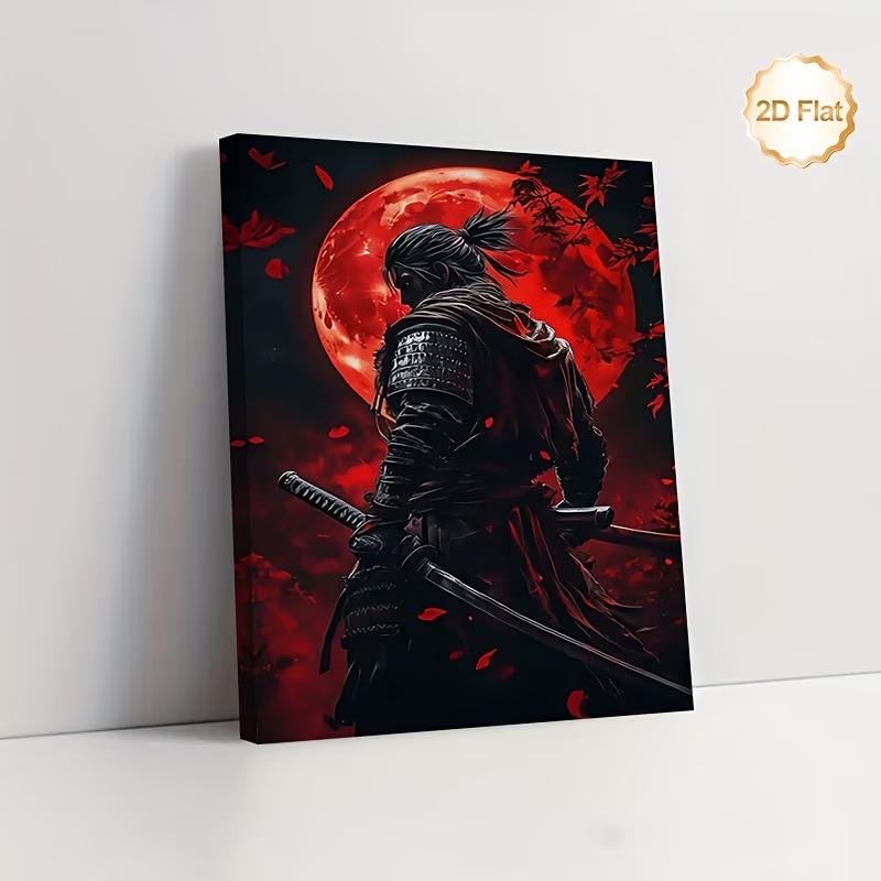 Framed Japanese Samurai Swordswoman Anime Wall Art