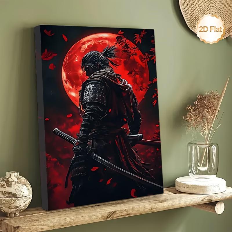 Framed Japanese Samurai Swordswoman Anime Wall Art