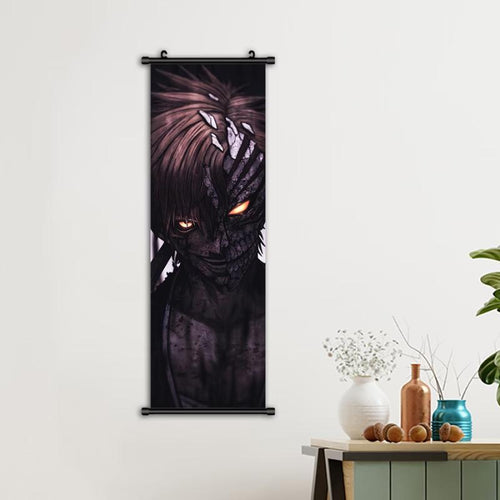 1pc Framed Demon Wall Art with Glowing Eyes - Modern Manga Canvas Poster
