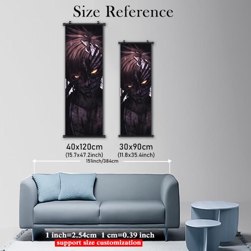 1pc Framed Demon Wall Art with Glowing Eyes - Modern Manga Canvas Poster