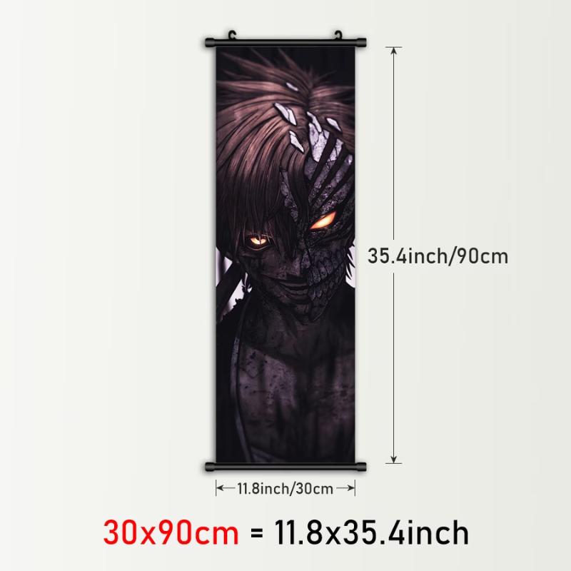 1pc Framed Demon Wall Art with Glowing Eyes - Modern Manga Canvas Poster
