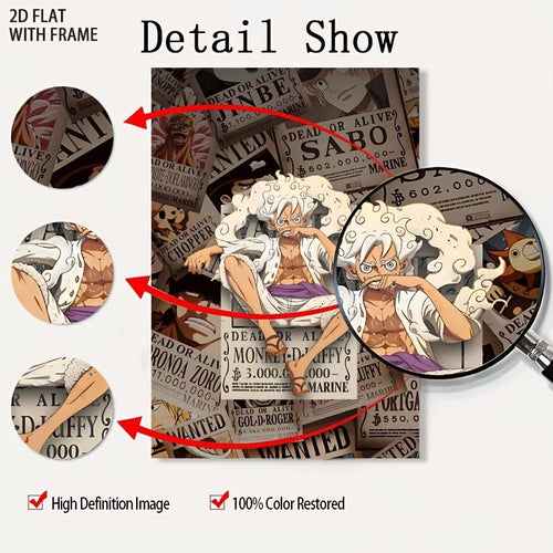 2D Flat, 1pc Gear 5 Nika Wanted Poster 2D with Frame