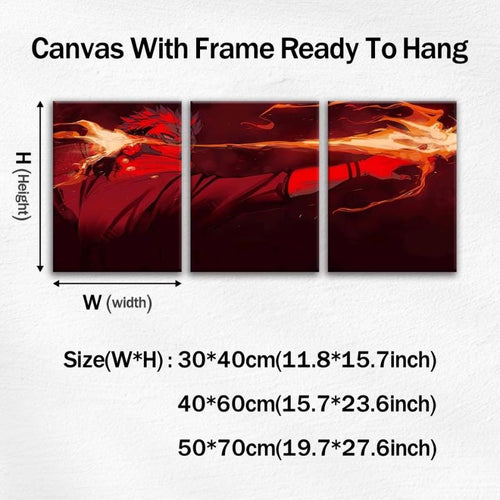 3pcs Wooden Framed Canvas Wall Art - Japanese Anime Ryomen Sukuna Vibrant Retro Abstract Art