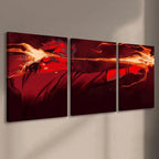 3pcs Wooden Framed Canvas Wall Art - Japanese Anime Ryomen Sukuna Vibrant Retro Abstract Art