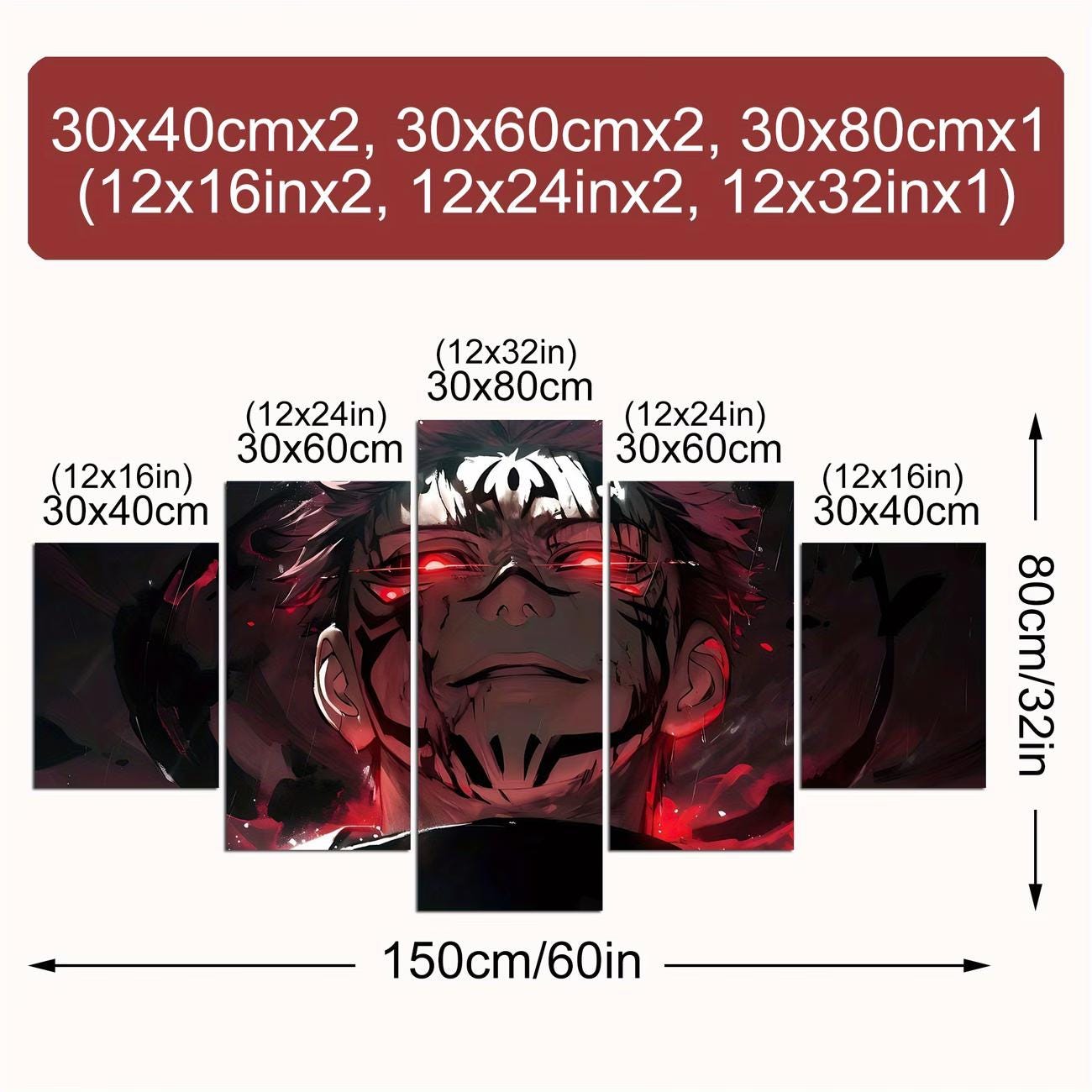 5pcs Set Anime Posters with Wood Frame