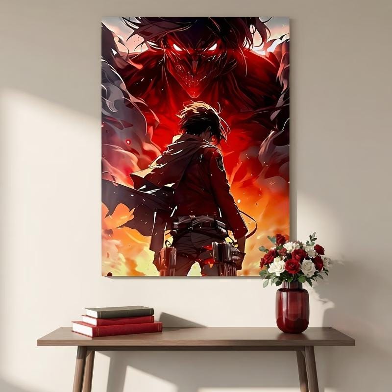 Captivating Anime Poster Theme Canvas Wall Art OF Eren yeager