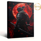 Framed Japanese Samurai Swordswoman Anime Wall Art