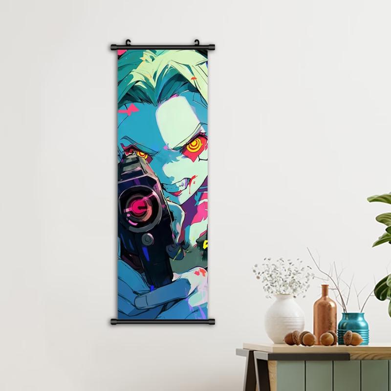 Japanese Anime Cyberpunk Wall Art, Framed Vertical Manga Poster with Plastic Frame & Hanger