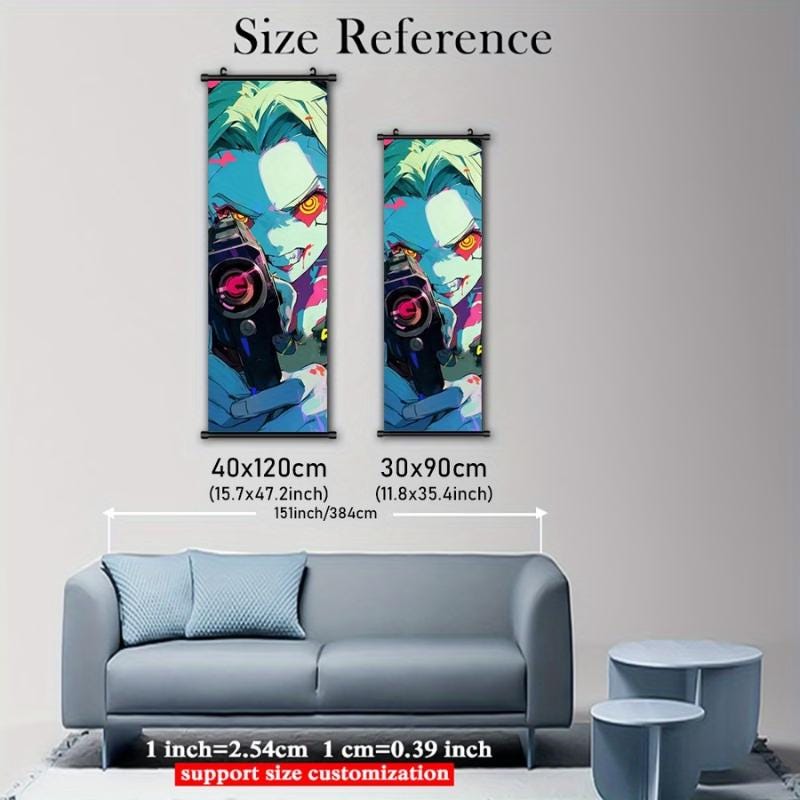 Japanese Anime Cyberpunk Wall Art, Framed Vertical Manga Poster with Plastic Frame & Hanger