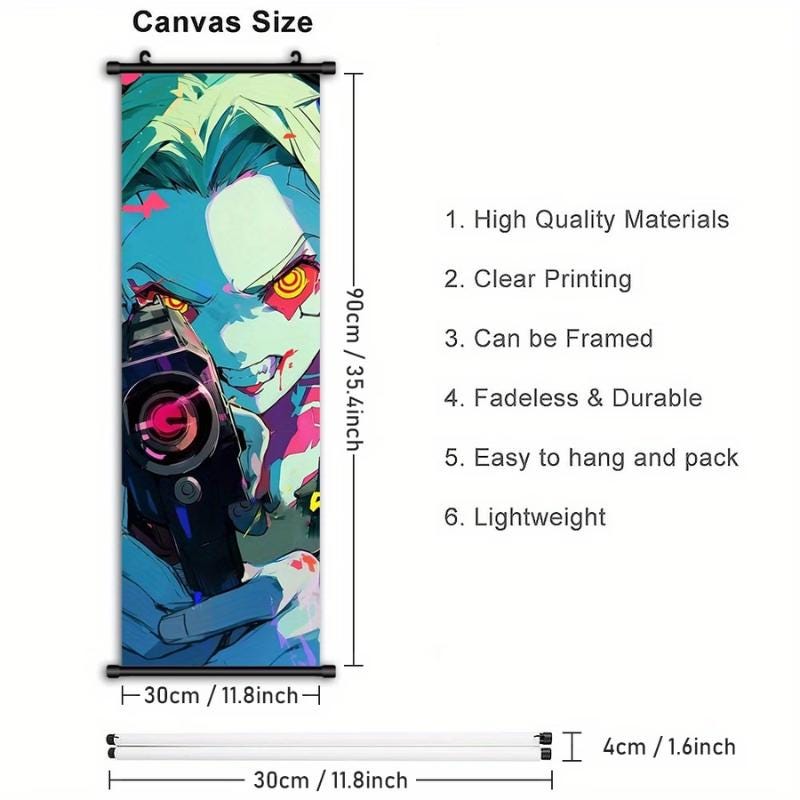 Japanese Anime Cyberpunk Wall Art, Framed Vertical Manga Poster with Plastic Frame & Hanger