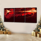 3pcs Wooden Framed Canvas Wall Art - Japanese Anime Ryomen Sukuna Vibrant Retro Abstract Art