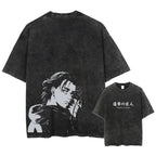 Eren Yeager Attack on Titan Vintage Washed T-Shirt Anime Streetwear Tee