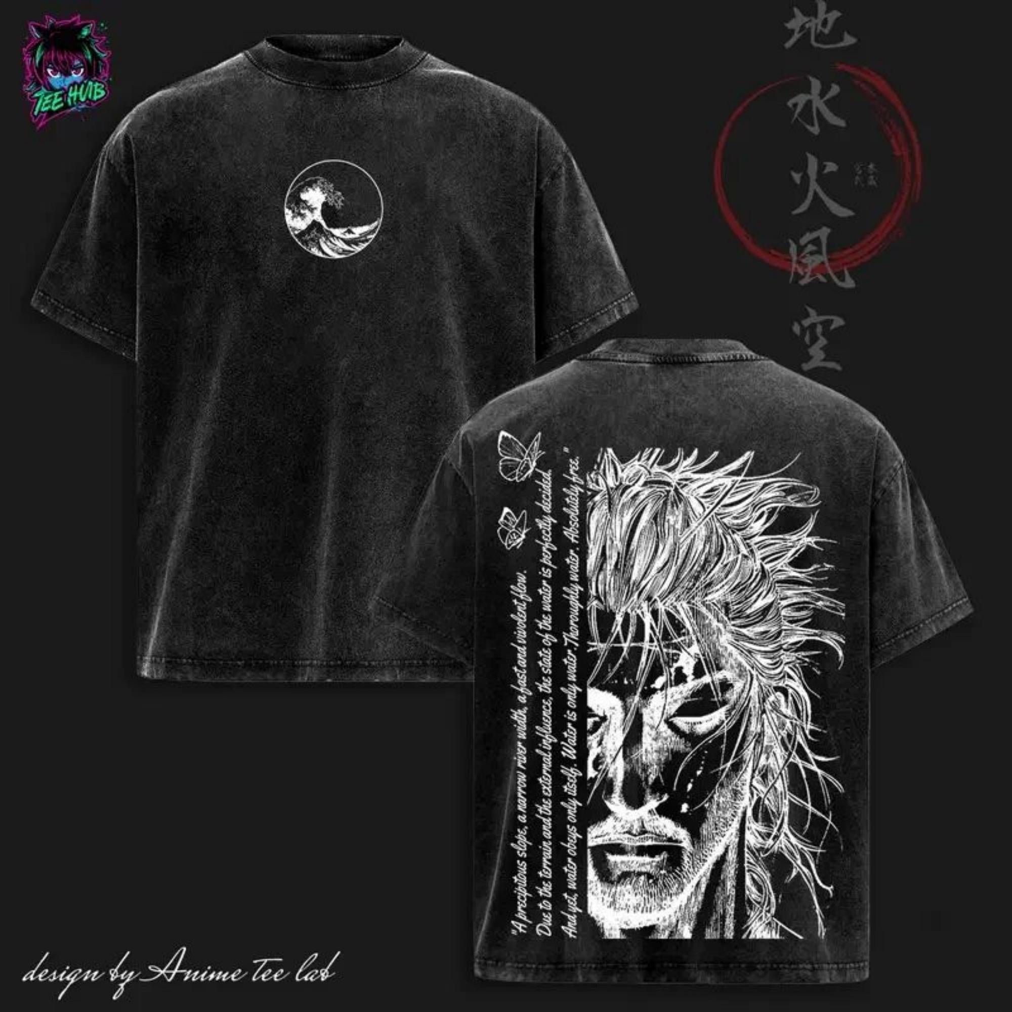 Vagabond Musashi Vintage Washed T-Shirt, Anime Manga Streetwear, Unisex Tee