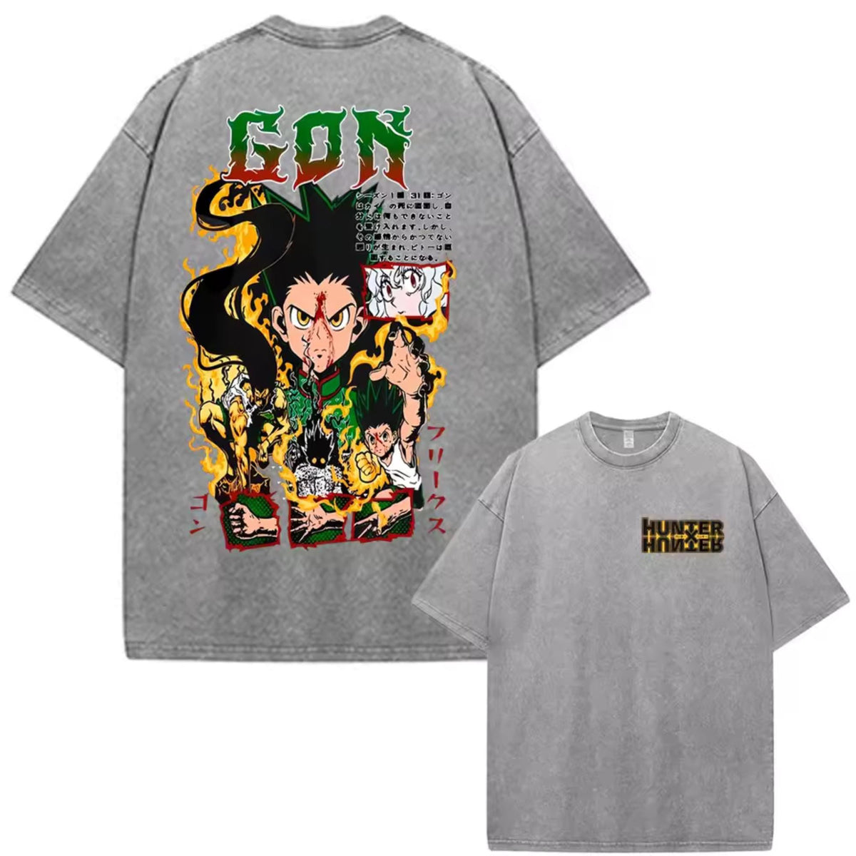 Gon Freecss Anime T-Shirt, Hunter × Hunter Graphic Tee, Vintage Wash Streetwear