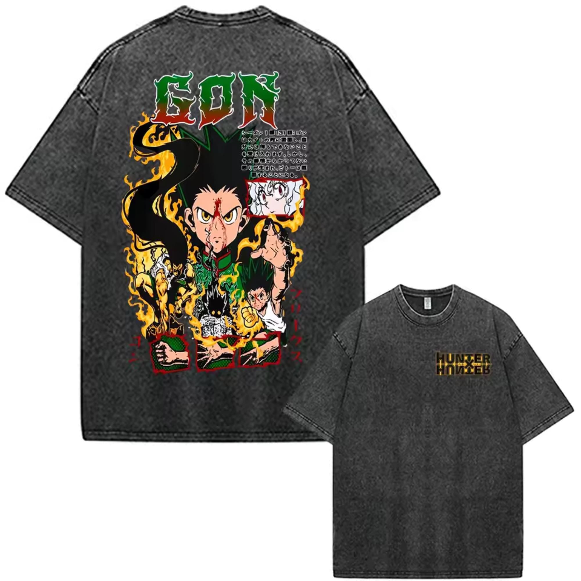 Gon Freecss Anime T-Shirt, Hunter × Hunter Graphic Tee, Vintage Wash Streetwear